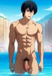 ai ai_art ai_assisted ai_generated beach gay grand_blue grand_blue_dreaming iori_kitahara solo_male