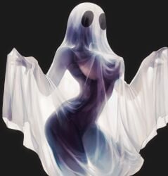 backlighting curvy ghost ghost_girl large_breasts my_kinky_queen pose solo standing