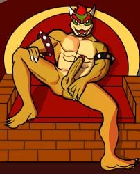 1boy absurd_res big_penis bowser chair domyn furniture genitals hi_res huge_cock koopa male male_only mario_(series) nintendo penis pose scalie sitting sole_male solo solo_male throne