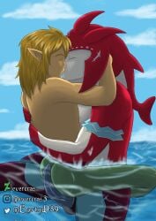 breath_of_the_wild evercras evertond3d gay kissing link link_(breath_of_the_wild) male nsfw prince_sidon the_legend_of_zelda the_legend_of_zelda:_breath_of_the_wild yaoi yellow_hair