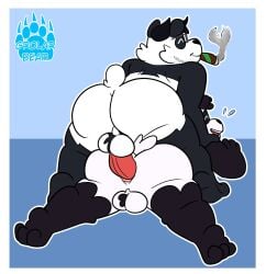 2024 anal anthro ass balls bear black_body duo erection father_(lore) father_and_child_(lore) father_and_son_(lore) genitals giant_panda grolarbearsins hi_res lying male male/male mammal parent_(lore) parent_and_child_(lore) parent_and_son_(lore) penis sex simple_background slightly_chubby smoking son_(lore) white_body