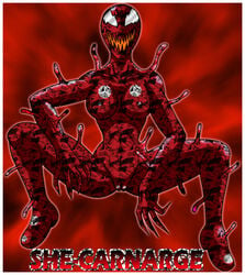 1girls carnage_(marvel) female female_only humanoid marvel rule_63 she-carnage smooth_skin solo spider-man_(series) symbiote tagme