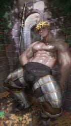 blonde_hair bodybuilder fumio(ふみを) granblue_fantasy male male_only muscles muscular muscular_arms muscular_male vane_(granblue_fantasy)