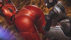 2girls 3d 3d_(artwork) ass ass_focus bending_over bent_over big_ass bodysuit cat_ears epic_games fortnite fortnite:_battle_royale glowing glowing_eyes helmet huge_ass lynx_(fortnite) presenting_hindquarters sonicfreak thick_thighs