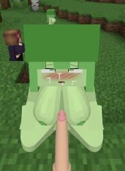 3d blush breasts cum jenny_belle_(slipperyt) minecraft penis sex slime_girl