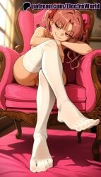 1girls 2025 ai_generated armchair artist_name bow brown_eyes brown_hair chair crossed_legs electroworld feet female hairbow hi_res high_quality high_resolution highres looking_at_viewer patreon patreon_username shirai_kuroko shoes sitting smile solo stable_diffusion thighhighs to_aru_kagaku_no_railgun to_aru_majutsu_no_index twintails watermark white_legwear
