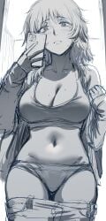 1girls anya_(mouthwashing) big_breasts female female_focus female_only hews_hack looking_at_viewer mouthwashing selfie sketch underwear