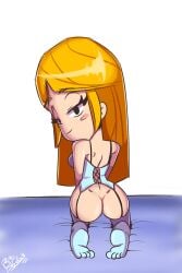 ass ass_focus brawl_stars female lingerie lingerie_only loose_hair papersketch piper_(brawl_stars)