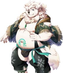 1boy 2021 alpha_channel anima_(anothereidos_r) another_eidos_of_dragon_vein_r anthro balls_outline belly black_nose bulge canid canine clothing genital_outline humanoid_hands kemono male male_only mammal moobs navel nipples official_art overweight overweight_male penis_outline rossciaco simple_background solo transparent_background underwear video_games white_body