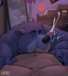 almostabull anthro ass baloo bear bedroom bedroom_eyes belly big_butt bodily_fluids bracelet compact_disc cum cumshot dresser duo ejaculation erection evanescence eyebrows fellatio fingernails furniture genital_fluids genitals guitar head_tuft hi_res humanoid_genitalia humanoid_hands humanoid_penis jewelry lamp lava_lamp looking_at_viewer male male/male mammal mirror moobs musical_instrument nails narrowed_eyes navel nipples oral overweight overweight_anthro overweight_male penile penis plucked_string_instrument poster raised_eyebrow record_player seductive sex spiked_bracelet spikes string_instrument the_jungle_book tuft vein veiny_penis