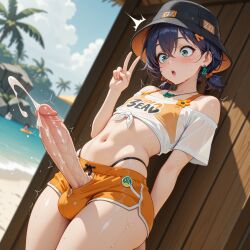1:1 1:1_aspect_ratio ai_generated anime anime_style belle_(zenless_zone_zero) big_ass big_dick big_penis blue_hair crossdressing dark_skin femboy flat_chest flat_chested gay genderswap_(ftm) lips male male_only official_alternate_costume otoko_no_ko otokonoko penis rule_63 sissy tomgirl trap twink uncensored veiny_penis video_games yaoi zenless_zone_zero