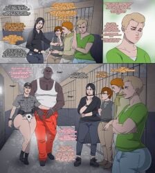 bulge contingency dark-skinned_male father femboy femboy_dilf only_male prison prison_guard prisoner son