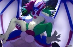 absurd_res animal_genitalia anthro avian balls big_balls big_wings bird bite chokehold docking dragon duo emblem_(566) feathers feet forked_tongue fur genitals hi_res horn hybrid knot knotted_penis leg_grab licking light male male/male moonlight muscular muscular_male mythological_creature mythological_scalie mythology nails night nipples orgasm_face penile penis pointy_ears rentalgf scales scalie sex sheath sheath_play size_difference spread_toes stomach_bulge thrusting_forward toes tongue vein veiny_penis wings