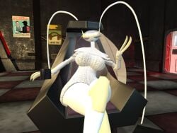 3d 3d_(artwork) alizora anthro anthropomorphic bug bug_girl chair female insect insect_girl looking_at_viewer pheromosa pokemon pokemon_(species) second_life sitting_on_chair sweater ultra_beast