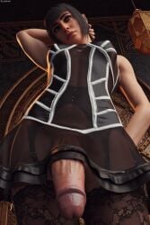 1futa 3d 3dcg 3dx baldur's_gate_3 black_hair black_nails bottomless dark_hair dress dungeons_and_dragons elf_ears futa_only futanari garter_belt garter_straps green_eyes half-elf lace_trim looking_away nail_polish penis_under_dress penis_under_skirt shadowheart skykliker solo solo_focus solo_futa stockings tagme taker_pov thighhighs transparent_clothing