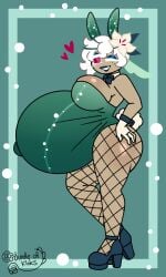 bundle-of-kinks bunnysuit cookie_run cookie_run_kingdom devsisters fishnet_legwear fishnets humanoid playboy_bunny pregnant pregnant_female super_belly white_hair white_hair_female white_lily_cookie