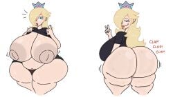 blonde_hair flashing flashing_ass flashing_breasts large_areolae large_ass large_breasts large_butt large_thighs princess_rosalina rosalina sloshing_breasts super_mario_bros. super_smash_bros. theslashfive twerking
