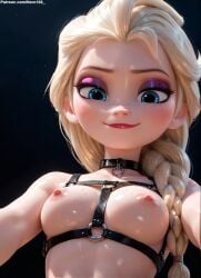 1girls 2d 3d ai_generated athletic athletic_female big_ass big_breasts big_eyes blonde_female blonde_hair blue_eyes bondage bondage_outfit braid breasts chest choker curvy curvy_figure cute cute_face detailed disney elsa_(frozen) exposed_breasts eyelashes eyeshadow female female_only fit fit_female focus frozen_(film) frozen_2 harness high_quality large_breasts leash legs light-skinned_female light_skin lips lipstic looking_at_viewer makeup mascara nero100 nipples on_leash pale-skinned_female pale_skin perky_breasts pet_play posing restrained seductive seductive_look skinny skinny_girl stable_diffusion tagme thighs thin_female thin_waist tied_up
