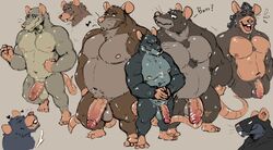 2021 anthro balls belly brown_body closed_eyes genitals grey_body group humanoid_genitalia humanoid_hands humanoid_penis male male/male mammal moobs murid murine musclegut nipples overweight overweight_male penis pure_command rat rodent