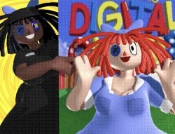 2girls 3d alternate_skin_color blackgatha_(tadc) blender breasts busty chubby coolbeanoishere doll female female_only huge_areolae huge_breasts huge_nipples hyper large_breasts looking_at_viewer nipples pussy race_swap ragatha_(coolbeanoishere) ragatha_(the_amazing_digital_circus) red_hair solo tagme