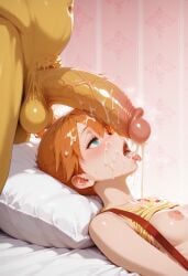 1boy 1girl1boy 1girls after_fellatio ai ai-created ai_art ai_assisted ai_generated aqua_eyes blush breasts cum cum_in_mouth cum_on_body cum_on_breasts cum_on_hair cum_on_tongue cum_string erection facial female furry furry_male furry_with_non-furry greymaker gym_leader huge_cock hypno hypnosis hypnotic_eyes interspecies kasumi_(pokemon) large_penis looking_at_penis lying mind_control nipples on_back on_bed open_mouth orange_hair penis penis_on_face pillow pokemon pokemon_(anime) pokemon_(classic_anime) pokemon_(creature) pokemon_(species) pokemon_rgby pokemon_trainer pokephilia pubic_hair shirt_lift short_hair side_ponytail small_breasts solo_focus straight suspenders tank_top testicles tongue tongue_out uncensored upper_body veins veiny_penis yellow_shirt