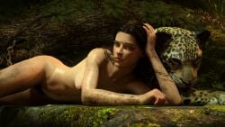 1girls cave_girl cavegirl cavewoman dark_hair dirty fully_nude jayyboww jungle jungle_girl leopard light_skin long_hair lying_down naked nude primal primitive pubic_hair reclining small_breasts sonja_the_jungle_girl stone_age tarzan toned toned_female tribal warrior