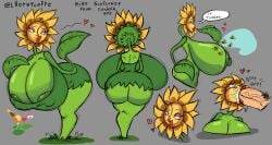 absurd_res areola areola_slip arthropod ass back_boob bee big_breasts big_butt big_penis blonde_hair bodily_fluids breasts clothing conker's_bad_fur_day cum cum_in_mouth cum_inside dress elemental_creature english_text fellatio flora_fauna flower flower_creature genital_fluids genitals green_areola green_clothing green_dress green_eyes green_nipples grey_background hair heart_symbol hi_res huge_breasts humanoid_genitalia humanoid_penis hymenopteran insects lipstick makeup miss_sunflower model_sheet nipples oral penile penis petal_hair petals plant puffed_cheeks rareware rear_view red_lipstick sex simple_background speech_bubble sunflower_creature text torradinhafeliz