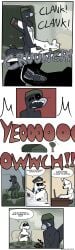 absurd_res aeromorph aircraft alpha_(bunchasticks) anthro aviators bedroom bedroom_sex bodily_fluids bombardier breasts bunchasticks clanking clothing comic computer crying dialogue duo electronics english_text female female/female garden_hose grip group hangar hat headgear headwear herm hi_res intersex intersex/female laptop learjet_35 living_aircraft living_machine living_vehicle looking_at_computer looking_at_laptop looking_at_object machine male male/female mayday_(bunchasticks) nipples nude pain peaked_cap pilot_hat pilot_uniform puddle_jumper_(bunchasticks) reading reading_paper roger_(bunchasticks) sound_effects su-47 sukhoi tape tears text vehicle vlada_(bunchasticks) watering_plants x-ray_view