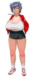 1girls big_breasts breasts delta_symbol digital_art digital_drawing_(artwork) digital_media_(artwork) dipg female grey_hair inverted_nipples jacket mole nipples no_bra no_panties original original_artwork original_character patreon patreon_username red_jacket signature socks sports_bra sports_uniform tanned tanned_body tanned_female tanned_girl tanned_skin tennis tomboy yellow_eyes