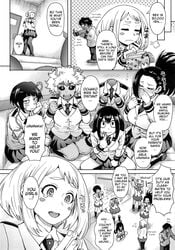 black_and_white doujinshi female hagakure_tooru_(invisible) itou_eito kyoka_jiro mina_ashido momo_yaoyorozu my_hero_academia ochako_uraraka prostitution tenya_iida tooru_hagakure tooru_hagakure_(invisible) tsuyu_asui