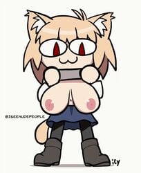 animated areolae big_breasts boobdrop breasts breasts_out furry iseenudepeople melty_blood neco-arc nipples shirt_lift tsukihime type-moon