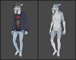 1boy anthro balls ballsack beard black_border body_fur border caprine clothing elderly_male eyewear facial_hair flaccid_penis flannel foreskin foxmusk genitals glasses goat grey_fur hat headgear headwear hi_res hooves horns humanoid_penis intact jubal_(foxmusk) long_beard long_foreskin long_hair_male male male_nipples male_only male_pubic_hair mammal masculine mature_male mustache nude_male penis scrotum smooth_penis solo testicles uncut unretracted_foreskin white_fur white_hair wrinkles