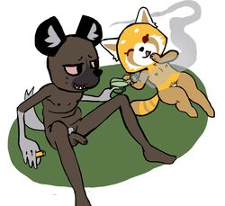 aggressive_retsuko ailurid anthro big-fig bong breasts drugs duo female flaccid genitals haida hyaenid male mammal nipples nude penis pubes red_panda retsuko sanrio sitting skinny small_breasts smoking smooth_fur stoned substance_intoxication tongue tongue_out