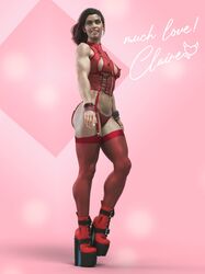 1girls 3d cd_projekt_red claire_russell cyberpunk_2077 erect_nipples erect_nipples_under_clothes female_only jinxie_lizzy lingerie muscular_female panties platform_boots pose posing solo solo_female