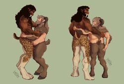 animal_humanoid ass bentayga duo embrace genitals hair hi_res hooves hug humanoid kellen long_hair male male/male male_only nude penis potos_con_cola romantic romantic_couple satyr smile