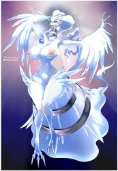 absurd_res anthro anthrofied big_breasts breasts female fur genitals hi_res legendary_pokémon nintendo nude pokémon_(species) pokémorph pokemon pussy reshiram solo the_lost_artist video_games white_body white_fur