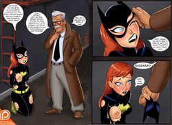 1boy 1girls 2d arms_behind_back background barbara_gordon batgirl batman:_the_animated_series batman_(series) belt blue_eyes blush bodysuit breast_outside clothed clothed_female clothed_male clothing coat color comic daughter dc_comics dcau dialogue disguise embarrassed english_text exposed_breasts eyes father father_and_daughter female ginger handcuffs heroine incest james_gordon justicehentai.com kneeling lipstick male mask medium_breasts one_breast_out one_eye_closed open_eyes outside partially_clothed police punishment red_hair shiny_skin speech_bubble superheroine teeth teeth_clenched text the_new_batman_adventures tight_clothing torn_clothes torn_clothing unmasked unmasked_against_will wardrobe_malfunction