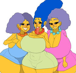 3girls alternate_breast_size ass bedroom_eyes big_ass big_breasts blue_hair breasts cleavage fat_ass female female_focus female_only giant_breasts grey_hair huge_ass huge_breasts huge_hips large_ass large_breasts long_tongue looking_at_viewer marge_simpson massive_ass massive_breasts milf multiple_girls patty_bouvier revealing_clothes selma_bouvier sisters smile the_simpsons thick_ass thick_lips thick_thighs tight_clothing tongue tongue_out trio voluptuous wide_hips yelftea yellow_skin