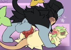 anal anal_sex animal_genitalia animal_penis anus balls black_body black_fur bodily_fluids duo erection felid feral feral_on_feral flora_(allison_luxray) from_front_position fur genital_fluids genitals knot lone_(lonewolffl) lonewolffl luxray lying male male/male male_penetrated male_penetrating male_penetrating_male mammal missionary_position nintendo nude on_back open_mouth penetration penile penis pokémon_(species) pokemon pokemon_(species) sex video_games