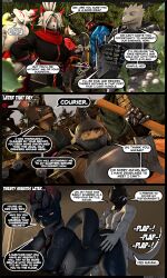 3d_(artwork) absurd_res anthro anthro_on_anthro anthro_penetrated anthro_penetrating anthro_penetrating_anthro aquarius_(petruz) armor ass behemoth_(petruz) big_breasts black_body black_fur black_nose breast_tattoo breasts canid canine clothed clothed_anthro clothed_female clothed_male clothing comic dialogue digital_media_(artwork) disguise english_text female female_penetrated fox fur grey_body grey_scales group hair headgear headgear_only helmet helmet_only hi_res horn lizard male male/female male_penetrating male_penetrating_female mammal mostly_nude mostly_nude_anthro mostly_nude_male nipples noriko_(petruz) nude nude_anthro nude_female penetration penile penile_penetration rasputitsa_(petruz) reindeerviking reptile scales scalie sex source_filmmaker_(artwork) speech_bubble tattoo teeth text white_body white_fur white_hair white_scales