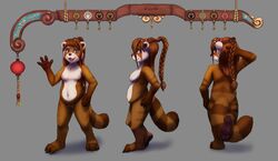 absurd_res anthro blizzard_entertainment breasts chubby_female female genitals hi_res looking_at_viewer mammal model_sheet navel nude open_mouth pandaren paws pussy slowderpyguy smile solo ursid video_games warcraft