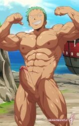 1boy abs ballsack bara bara_tiddies bara_tits barazoku beach beefy biceps big_dick_energy big_penis bigger_male bodybuilder broad_shoulders completely_naked completely_nude defined_muscles eight_pack erect_penis erection exhibitionism flexing_bicep flexing_both_biceps gay green_hair hairless huge_cock hunk japanese_male large_penis larger_male long_penis looking_down male male_focus male_only manly masculine_male muscles muscular muscular_male naked naked_male nude nude_male ocean one_piece pecs pectorals penis pirate pose pre-timeskip public public_nudity quadriceps roronoa_zoro sea seasongentle solo solo_focus solo_male tough_guy triceps veins veiny veiny_muscles veiny_penis water yaoi zoro zoro_(one_piece)