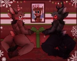 2boys ass ass_focus asshole balls ballsack brown_eyes brown_fur carpet chest_tuft christmas_gift christmas_lights dandy's_world deer_boy deer_ears deer_tail fe7r8iode fluffy fluffy_chest furry furry_only glowing_eyes glowing_nose hooved_fingers hooves ichor identical male male_only nervous nervous_smile portrait precum presenting_ass red_eyes reindeer reindeer_antlers reupload roblox rudie_(dandy's_world) snowflake_pattern sweat sweaty_ass sweaty_body thick_ass thick_legs thick_penis thick_thighs twins twisted_rudie_(dandy's_world)