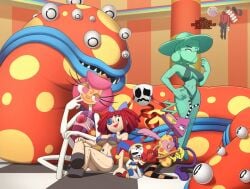 1boy 1girl ahegao ass_focus beverage_can big_ass big_breasts bikini blush bubble_(the_amazing_digital_circus) caine_(the_amazing_digital_circus) cleavage colorful_hair colorful_room curvy dreadlocks drooling drunk faceless_male female gangle_(the_amazing_digital_circus) giant_mushroom glitch_productions gloink_queen gooseworx green_bikini green_female green_skin group hand_on_hip heart_eyes huge_ass huge_mushroom indoors jester_costume jester_hat large_breasts male martha_mildenhall mask micro_bikini monster multiple_boys multiple_girls on_lap pale_skin pink_hair pomni_(the_amazing_digital_circus) princess_loolilalu ragatha_(the_amazing_digital_circus) red_mushroom saliva shiny_skin sitting soda_can spilled_liquid standing striped_bikini summer sunglasses tagme the_amazing_digital_circus thick_thighs tongue_out wheatly101 white_skin wide_hat wide_hips yellow_spots zooble_(the_amazing_digital_circus)