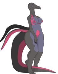 absurd_res alpha_channel anthro breasts claws female hi_res lizard mature_female nintendo nipples non-mammal_breasts nude pokémon_(species) pokemon pokemon_(species) reptile salazzle scalie simple_background smile solo thegamingzilla video_games