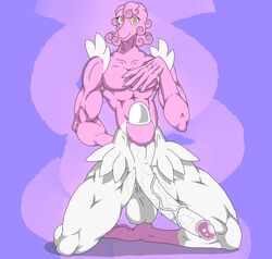 amarashi anthro balls big_balls blissey egg fur genitals hi_res long_penis male male_only muscular nintendo penis pink_body pink_fur pokemon pokemon_(species) pokemorph solo video_games white_body white_fur