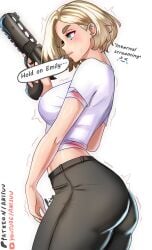 1girls anisdrawn ass breasts clothing female female_focus female_only firearm grace_ashcroft grace_ashcroft_(julia_pratt) gun handgun large_ass large_breasts light-skinned_female light_skin nonsexual requiem_(gun) resident_evil resident_evil_9:_requiem revolver solo thick_thighs thighs weapon wide_hips