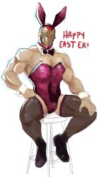 arm_cuffs bowtie bunny_costume bunny_suit bunnysuit easter headband iron_man kitcychu legs_spread loafers male_only marvel marvel_comics marvel_rivals masked_male masked_men playboy_bunny playboy_bunny_leotard rabbit_ears sheer sitting stockings thick_thighs tony_stark
