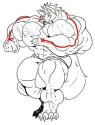 2017 4_toes 5_fingers anthro balls big_balls big_bulge big_muscles big_penis bulge canid canine canis clothed clothing digitigrade feet fierglief fingers flexing genitals hi_res huge_balls huge_bulge huge_cock huge_muscles hyper hyper_balls hyper_bulge hyper_genitalia hyper_muscles hyper_penis line_art male mammal markings monochrome muscular muscular_anthro muscular_male penis red_markings smile solo standing swaggy toes underwear underwear_only veiny_muscles wolf yellow_eyes