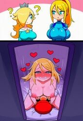 ai_generated crack_pairing crack_ship cute funny happy_sex huge_breasts mario mario_(series) metroid princess_rosalina samus_aran shorter_male/taller_female training